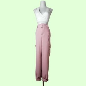 🦄 loose pink cuffed harem/cargo pants